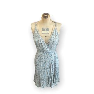 Blue floral wrap style dress